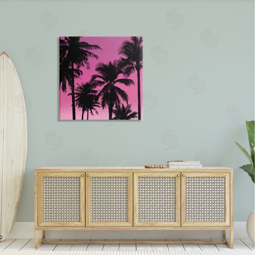 Mia Jensen Palm Trees Sunset Silhouette Canvas Wall Art in Room