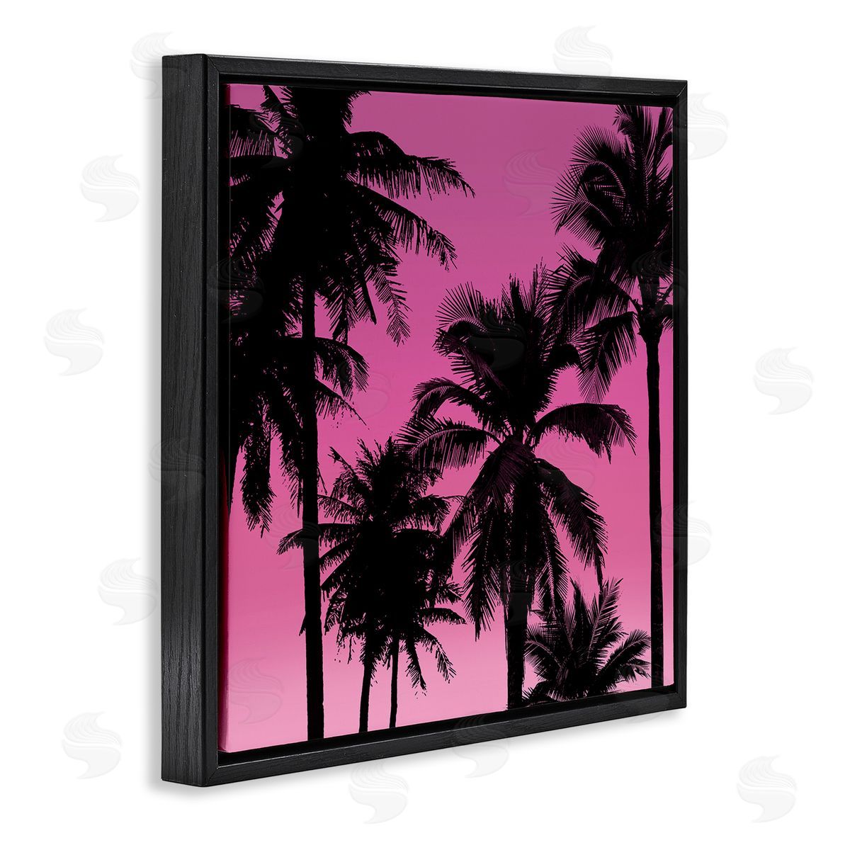 Mia Jensen Palm Trees Sunset Silhouette Black Floating Frame Canvas Wall Art Print