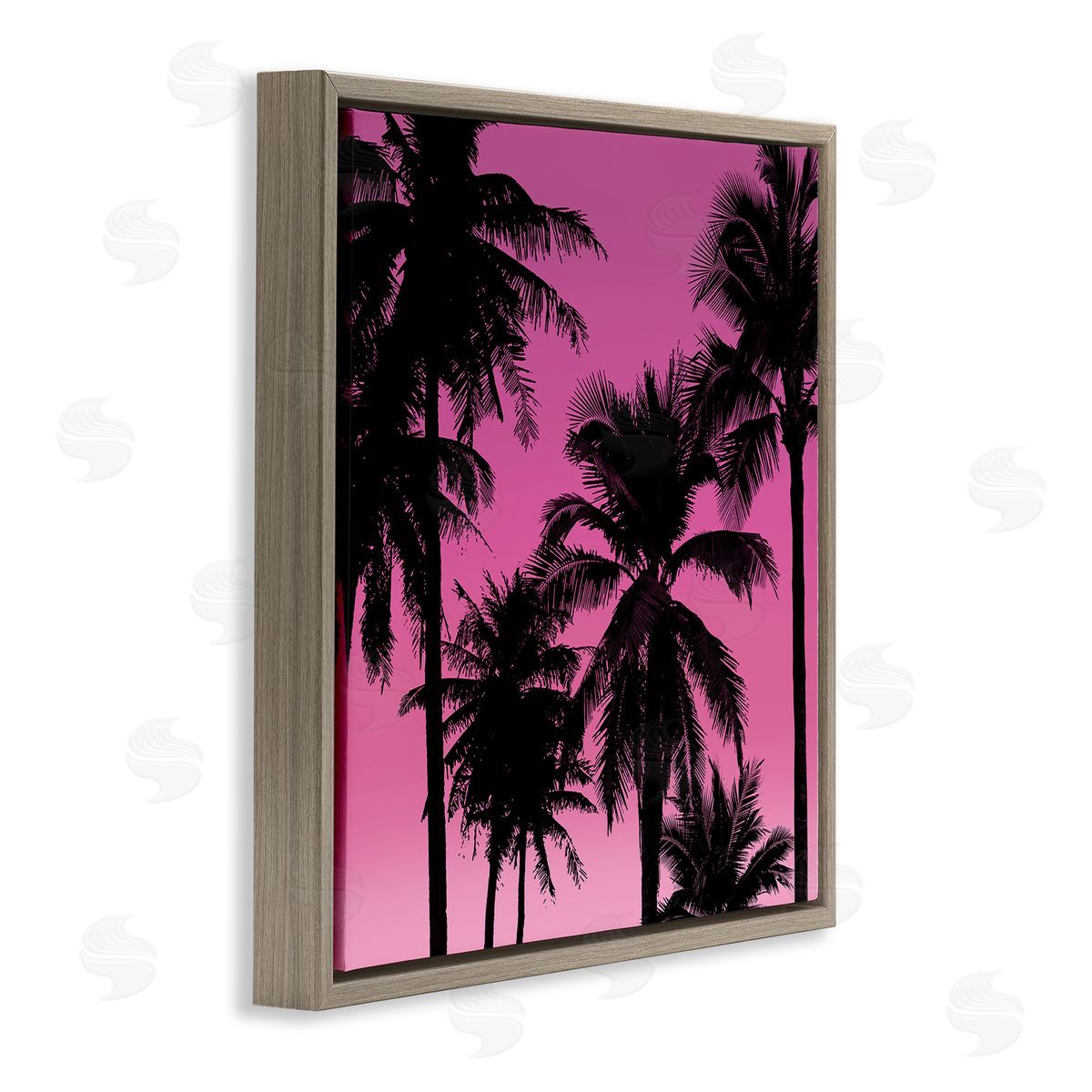 Mia Jensen Palm Trees Sunset Silhouette Brown Floating Frame Canvas Wall Art Print