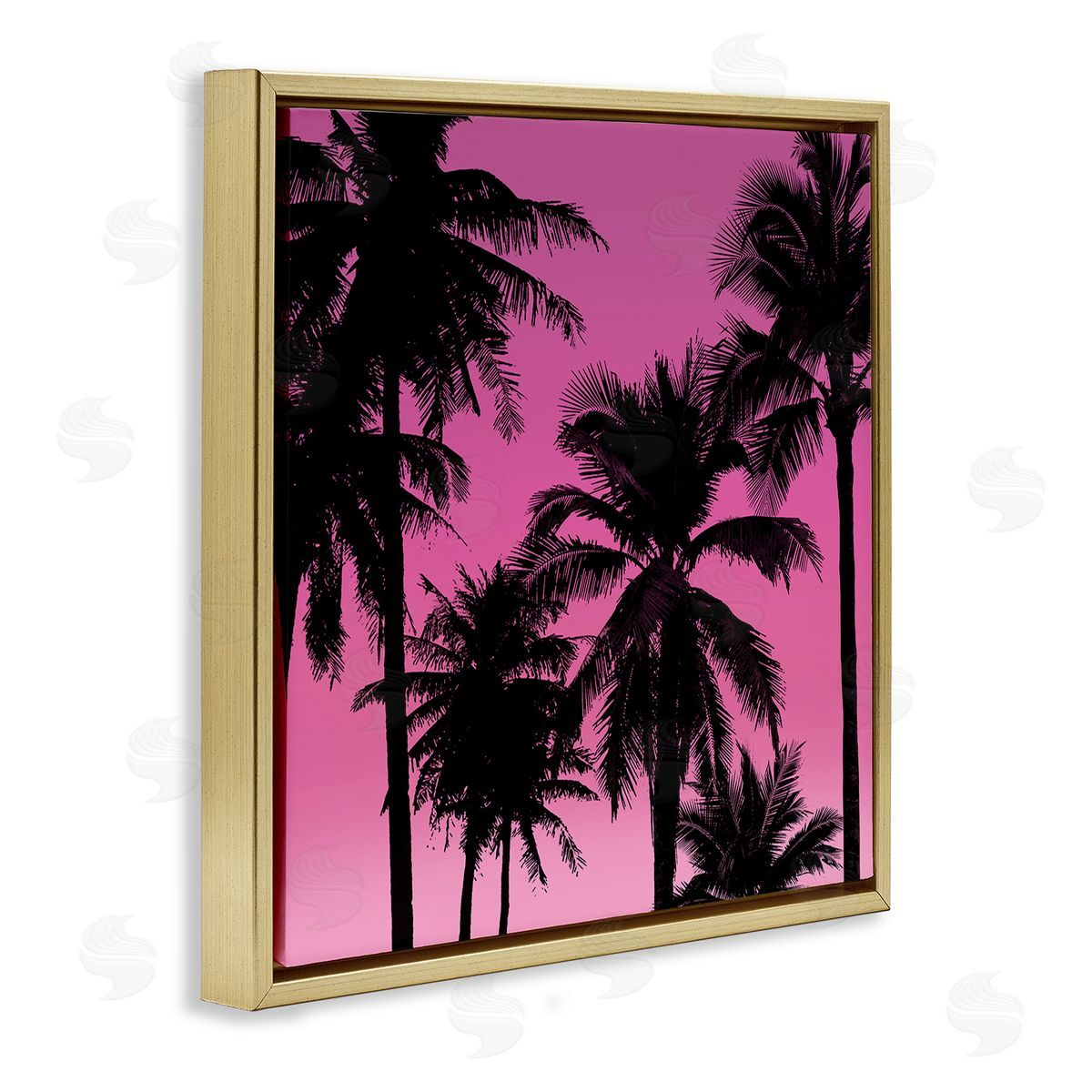 Mia Jensen Palm Trees Sunset Silhouette Gold Floating Frame Canvas Wall Art Print