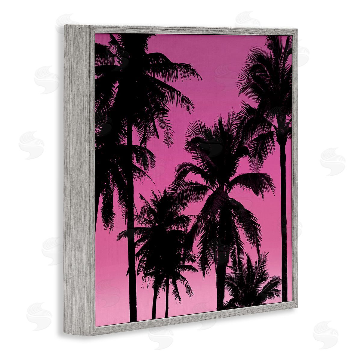 Mia Jensen Palm Trees Sunset Silhouette Gray Framed Glicee Wall Art Print