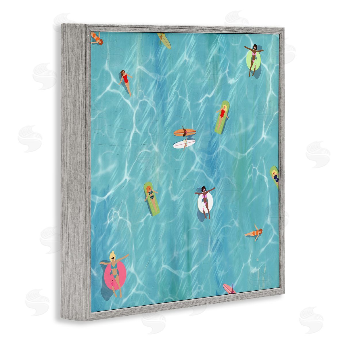 Swimming Aerial Summer View Grey Frame Print Wall Art, Home Decor by Ashley Singleton
