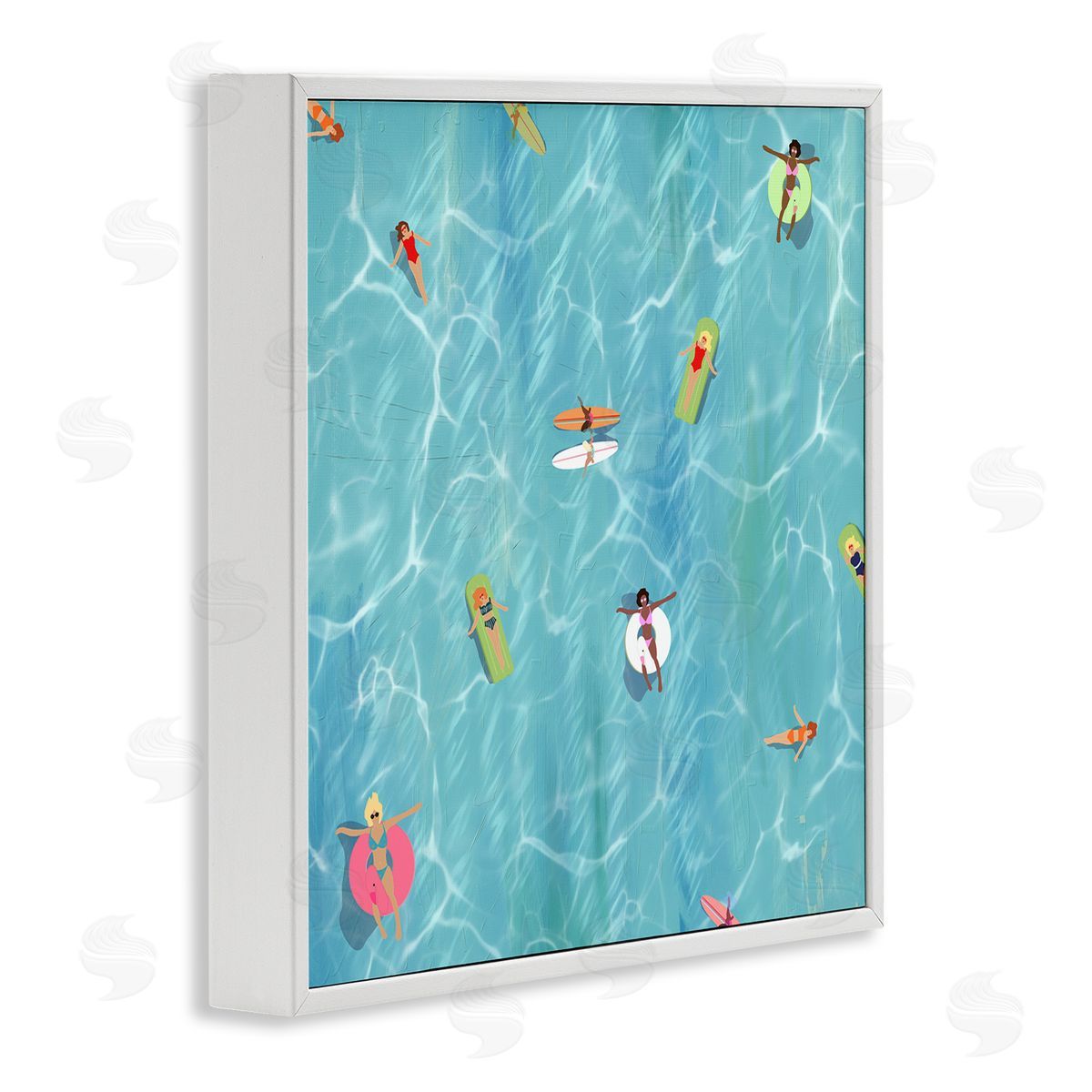 Swimming Aerial Summer View White Frame Print Wall Art, Home Decor by Ashley Singleton