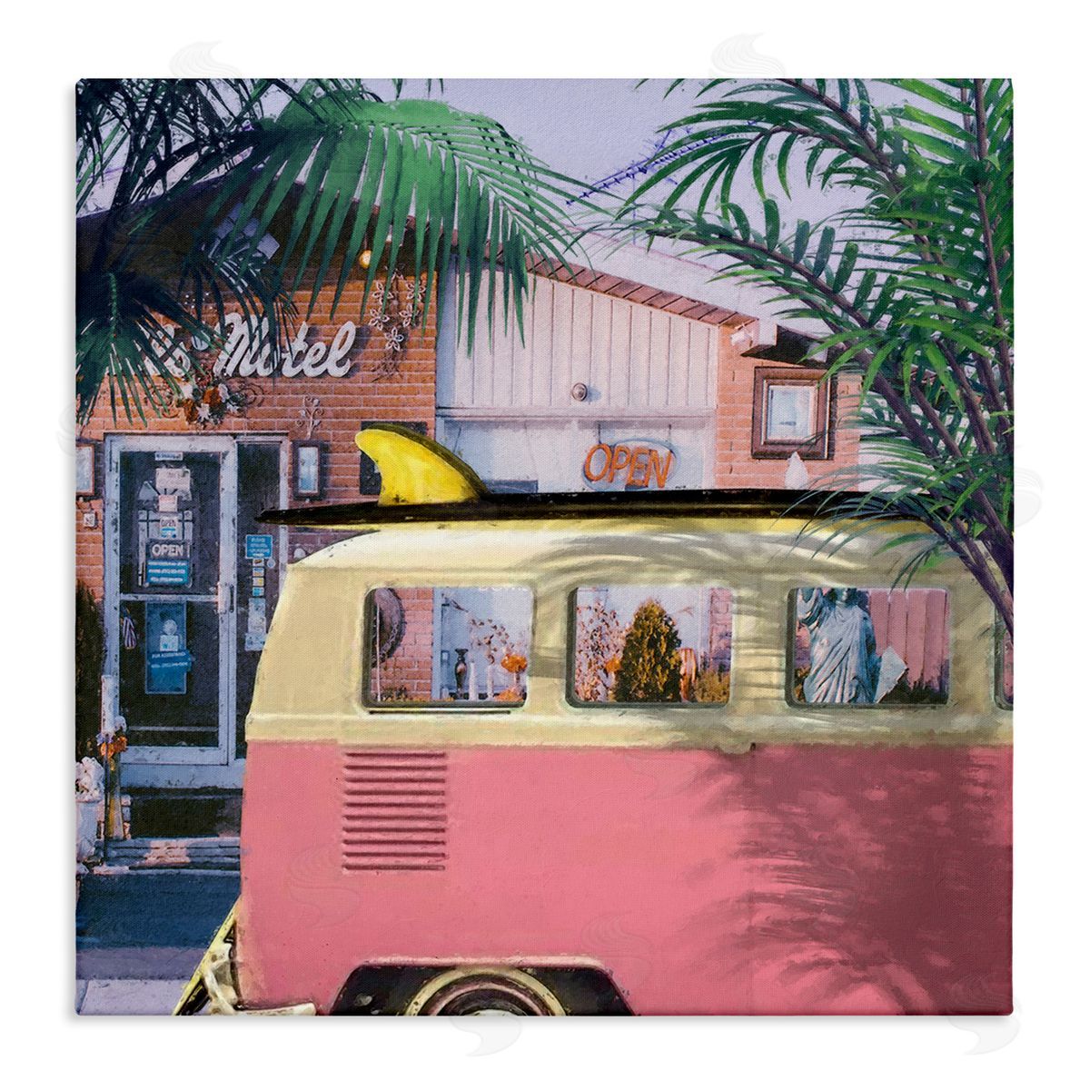 Steve Hunziker Retro Summer Palms Vacation Stretched Canvas Wall Art Print