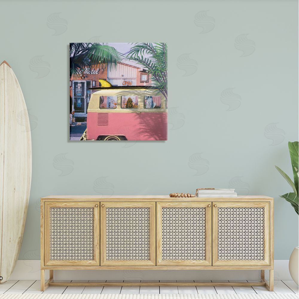 Steve Hunziker Retro Summer Palms Vacation Canvas Wall Art in Room
