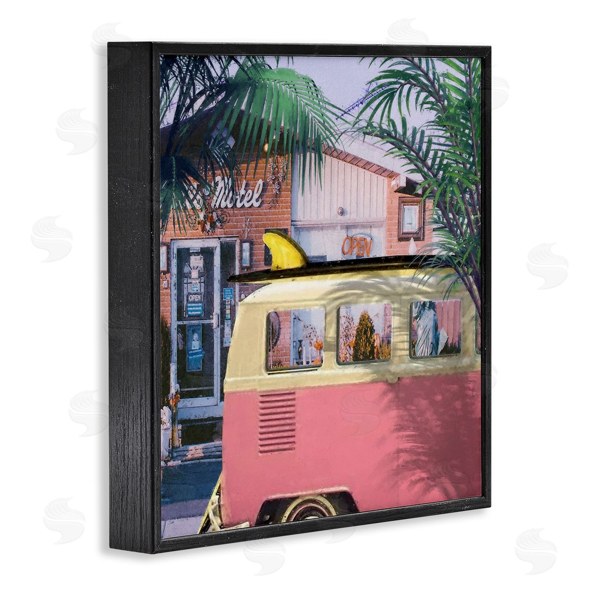 Steve Hunziker Retro Summer Palms Vacation Black Framed Glicee Wall Art Print