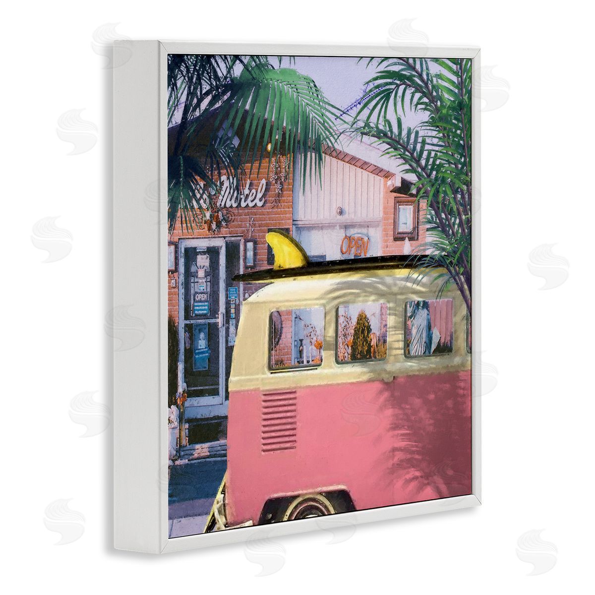 Steve Hunziker Retro Summer Palms Vacation White Framed Glicee Wall Art Print