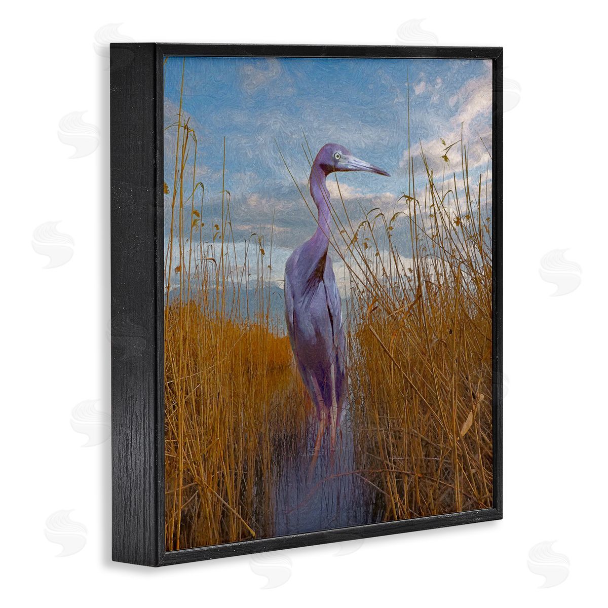 Steve Hunziker Egret Beach Reeds Coastal Grasses Black Framed Glicee Wall Art Print