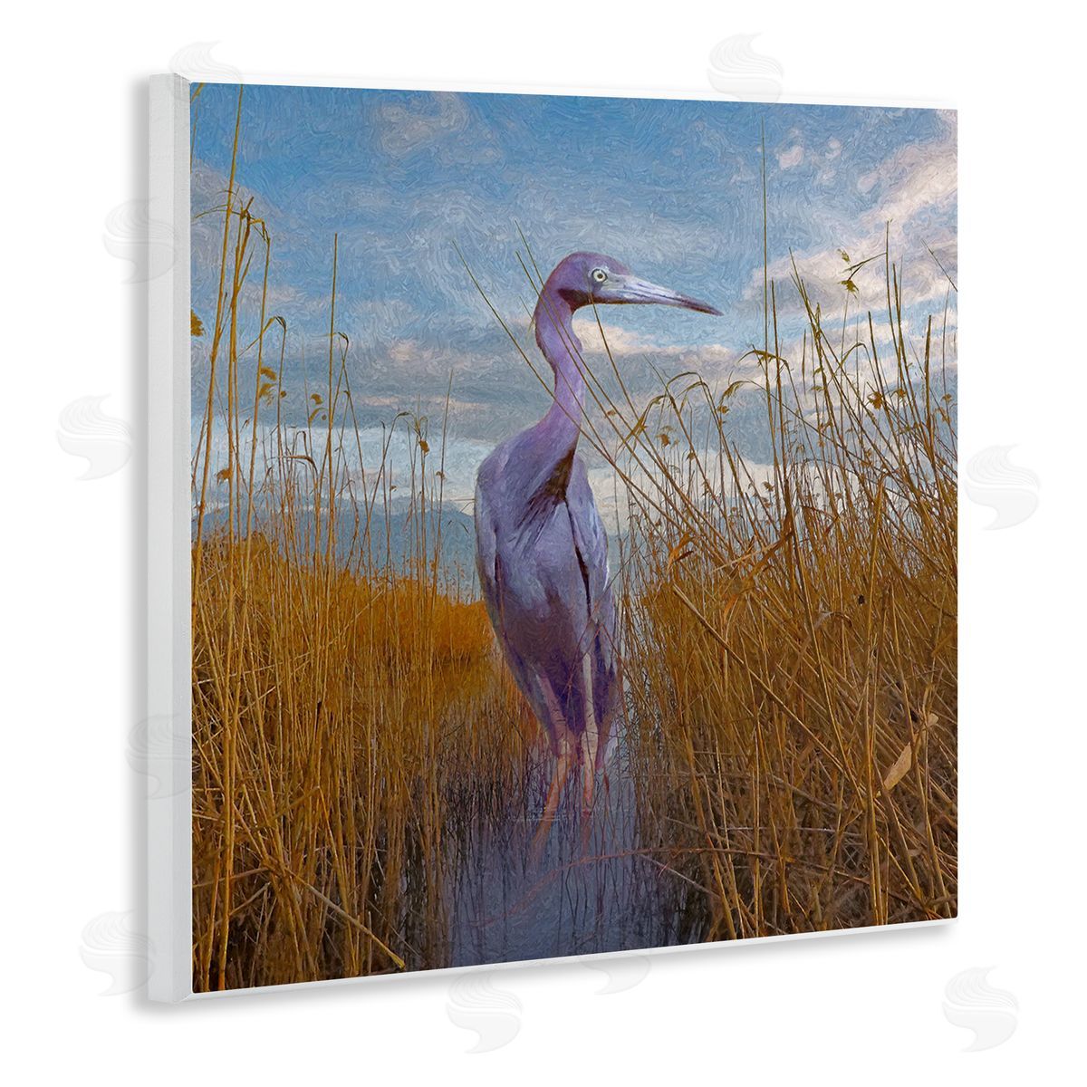Steve Hunziker Egret Beach Reeds Coastal Grasses Wooden Wall Plaque Art Print