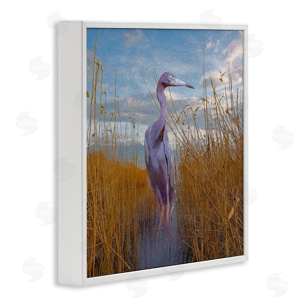Steve Hunziker Egret Beach Reeds Coastal Grasses White Framed Glicee Wall Art Print