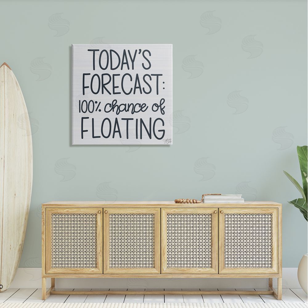 Stephanie Dicks Today's Forecast Floating Grey Phrase Canvas Wall Art in Room