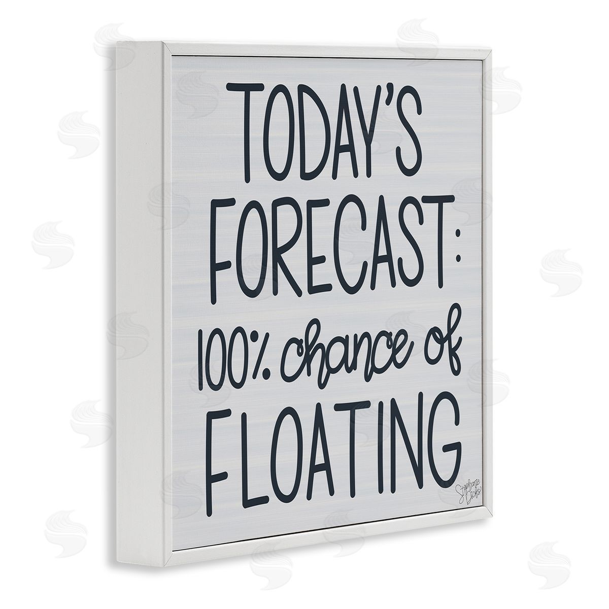 Stephanie Dicks Today's Forecast Floating Grey Phrase White Framed Glicee Wall Art Print