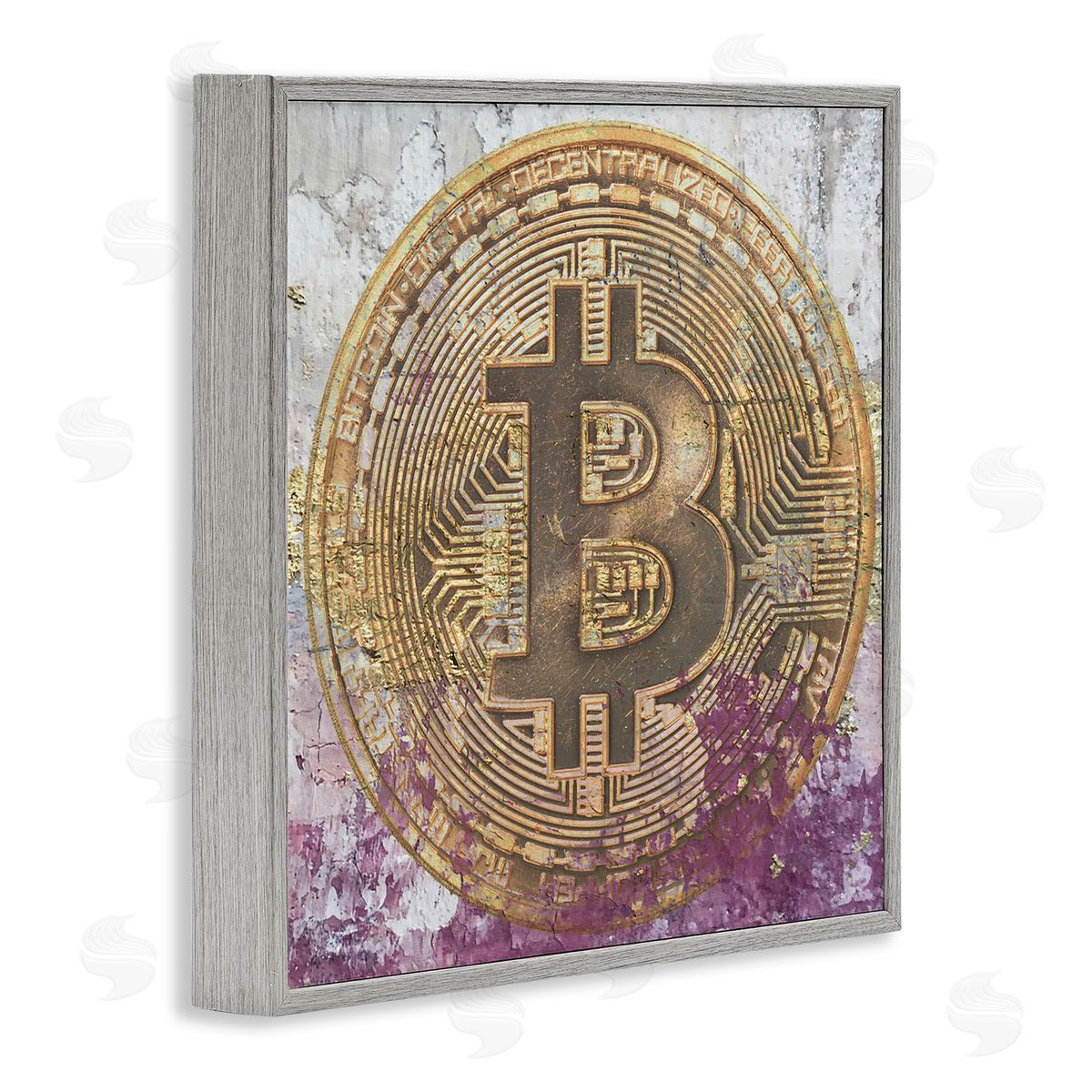 Irena Orlov Abstract Bitcoin Logo Collage Gray Framed Glicee Wall Art Print