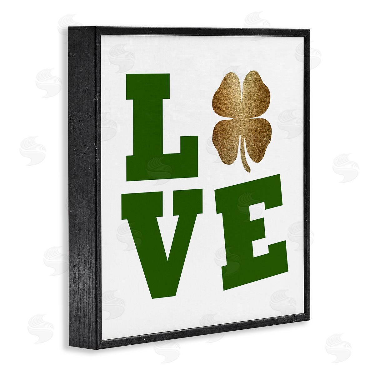 St Patrick's Day Clover Love Black Frame Print Wall Art, Home Decor by Sheldon Lewis