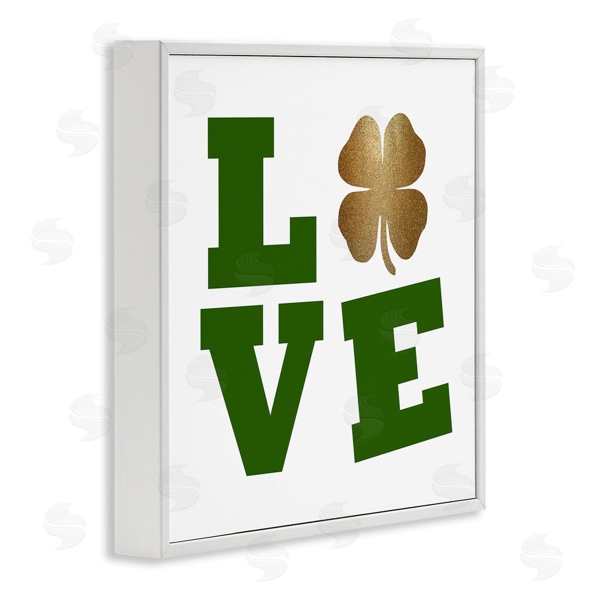 St Patrick's Day Clover Love White Frame Print Wall Art, Home Decor by Sheldon Lewis