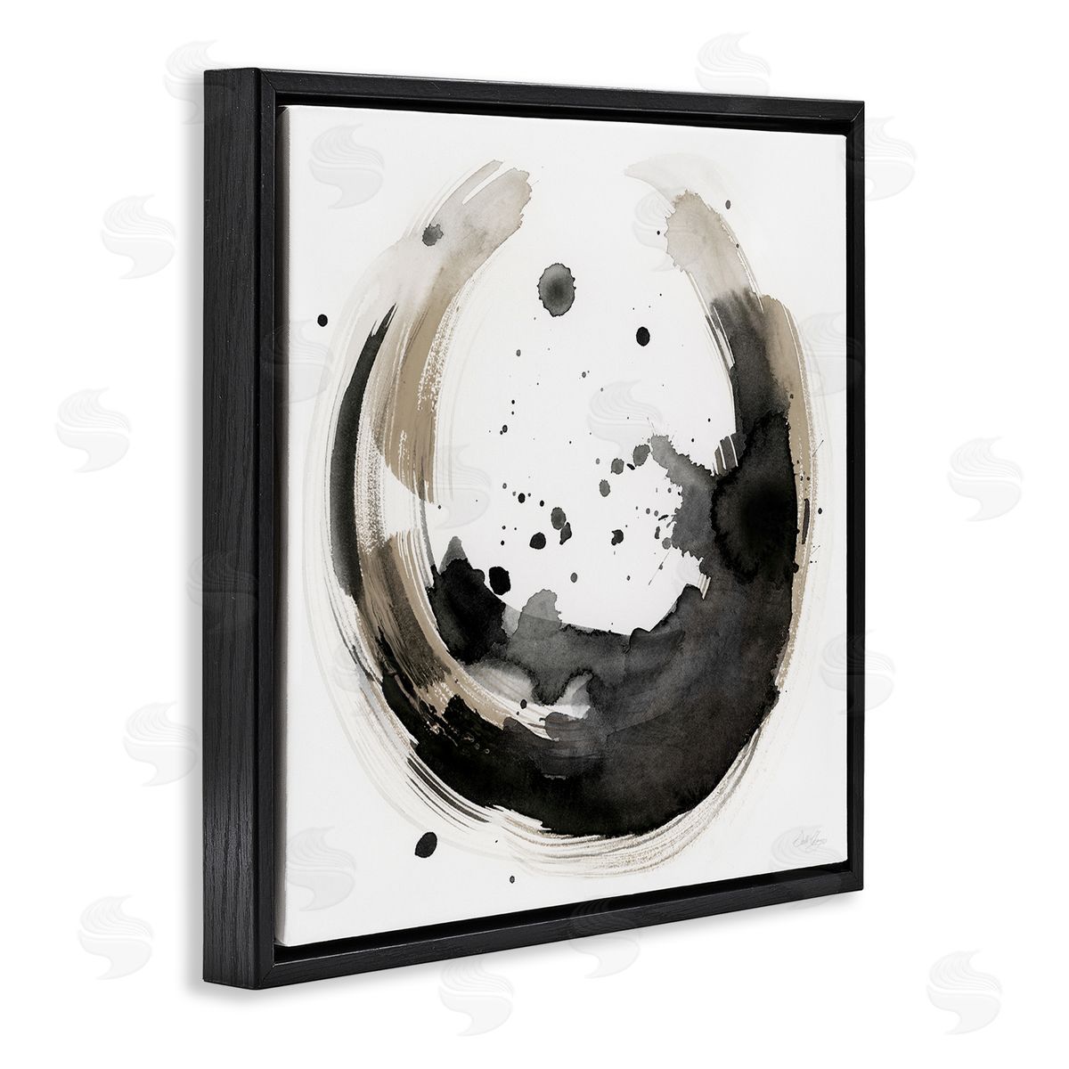Stella Chang Urban Infinity Curved Abstract Painting Black Floating Frame Canvas Wall Art Print