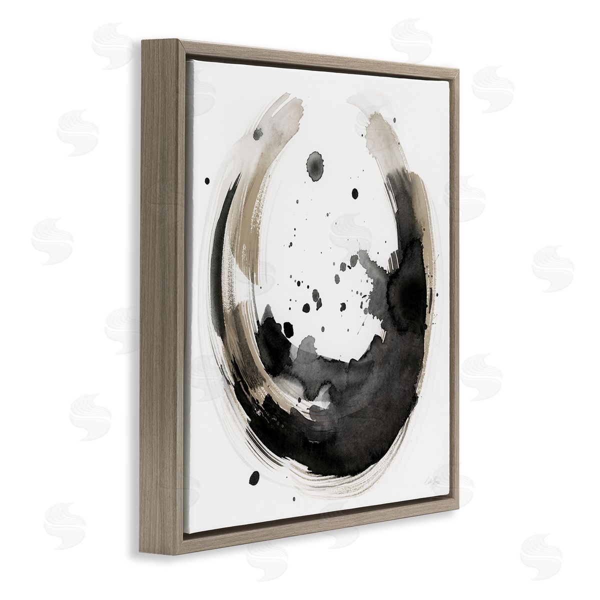Stella Chang Urban Infinity Curved Abstract Painting Brown Floating Frame Canvas Wall Art Print