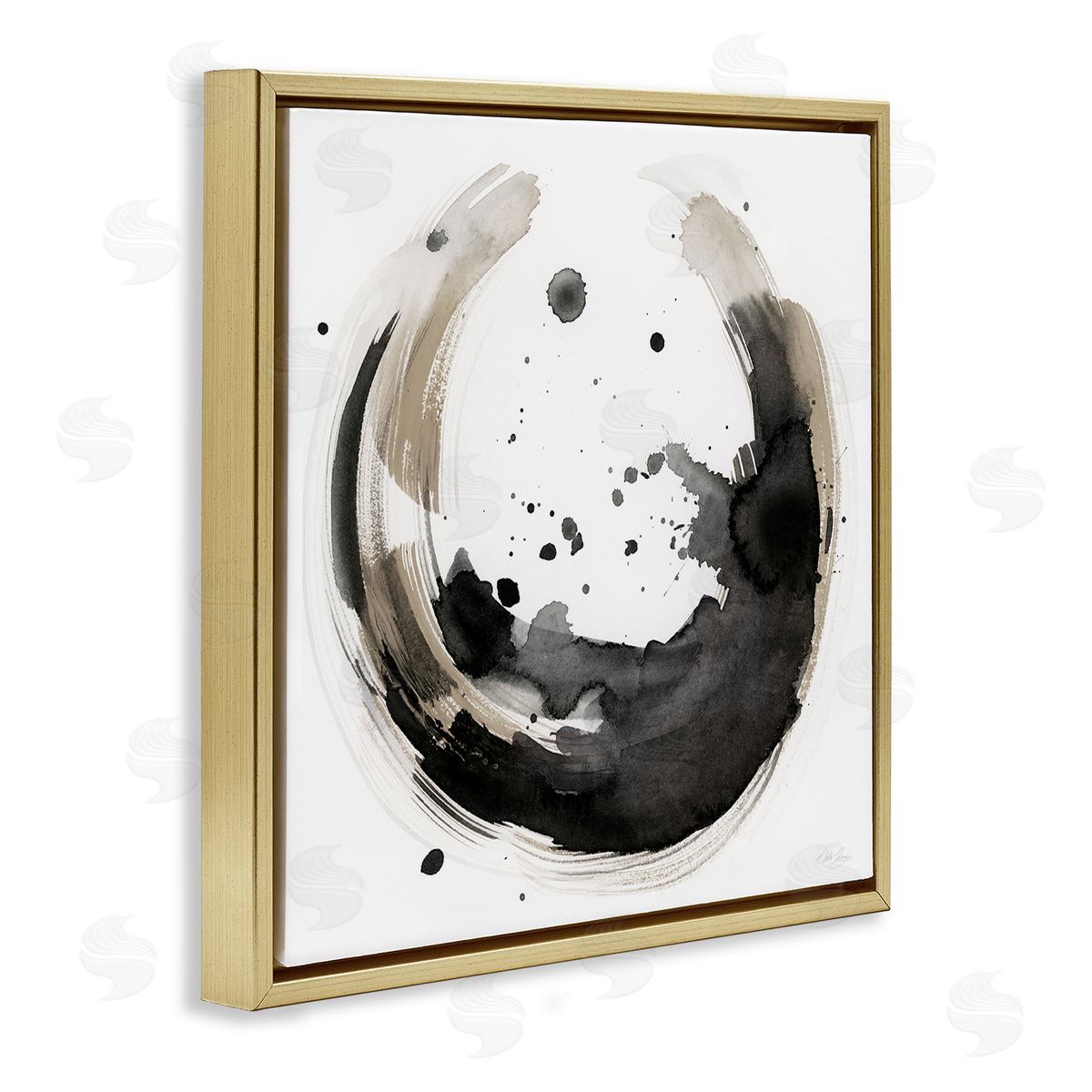 Stella Chang Urban Infinity Curved Abstract Painting Gold Floating Frame Canvas Wall Art Print