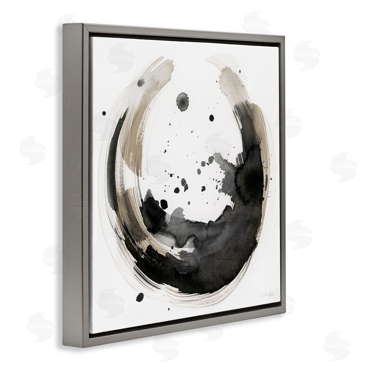 Stella Chang Urban Infinity Curved Abstract Painting Gray Floating Frame Canvas Wall Art Print
