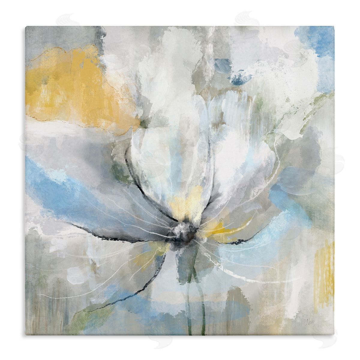 Nan White Spring Abstract Blossom Stretched Canvas Wall Art Print