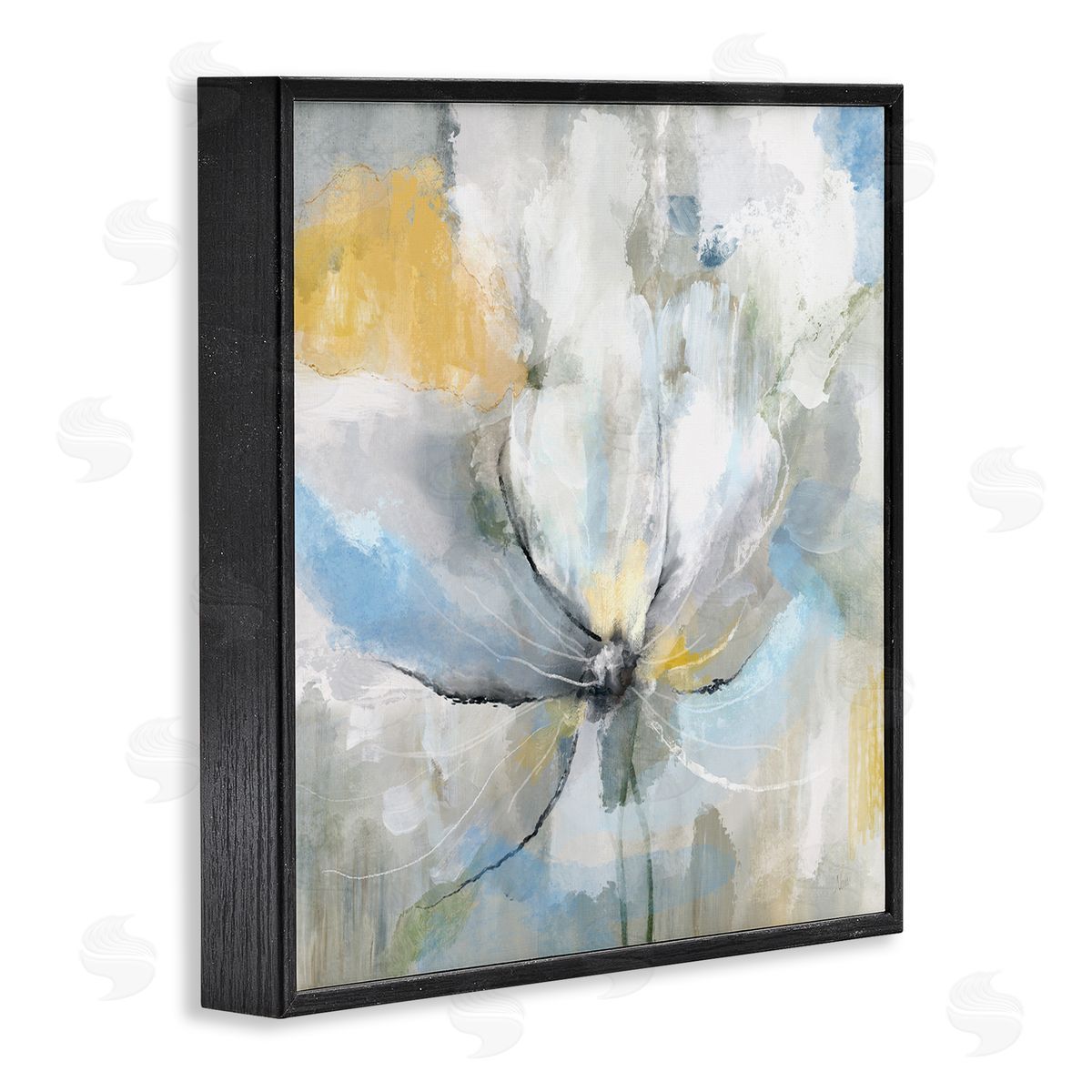Nan White Spring Abstract Blossom Black Framed Glicee Wall Art Print