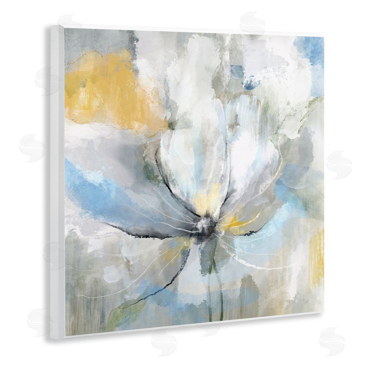 Nan White Spring Abstract Blossom Wooden Wall Plaque Art Print