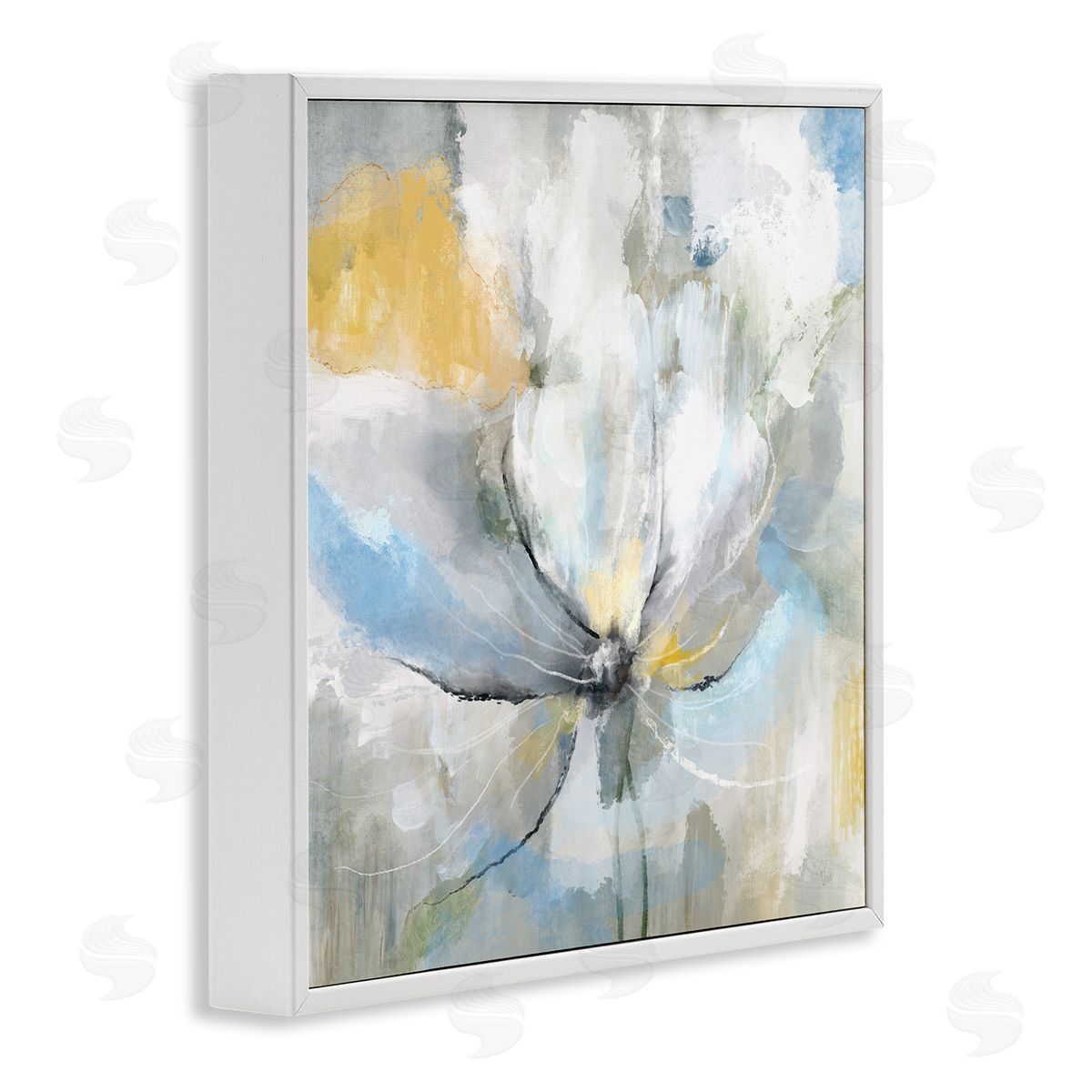 Nan White Spring Abstract Blossom White Framed Glicee Wall Art Print