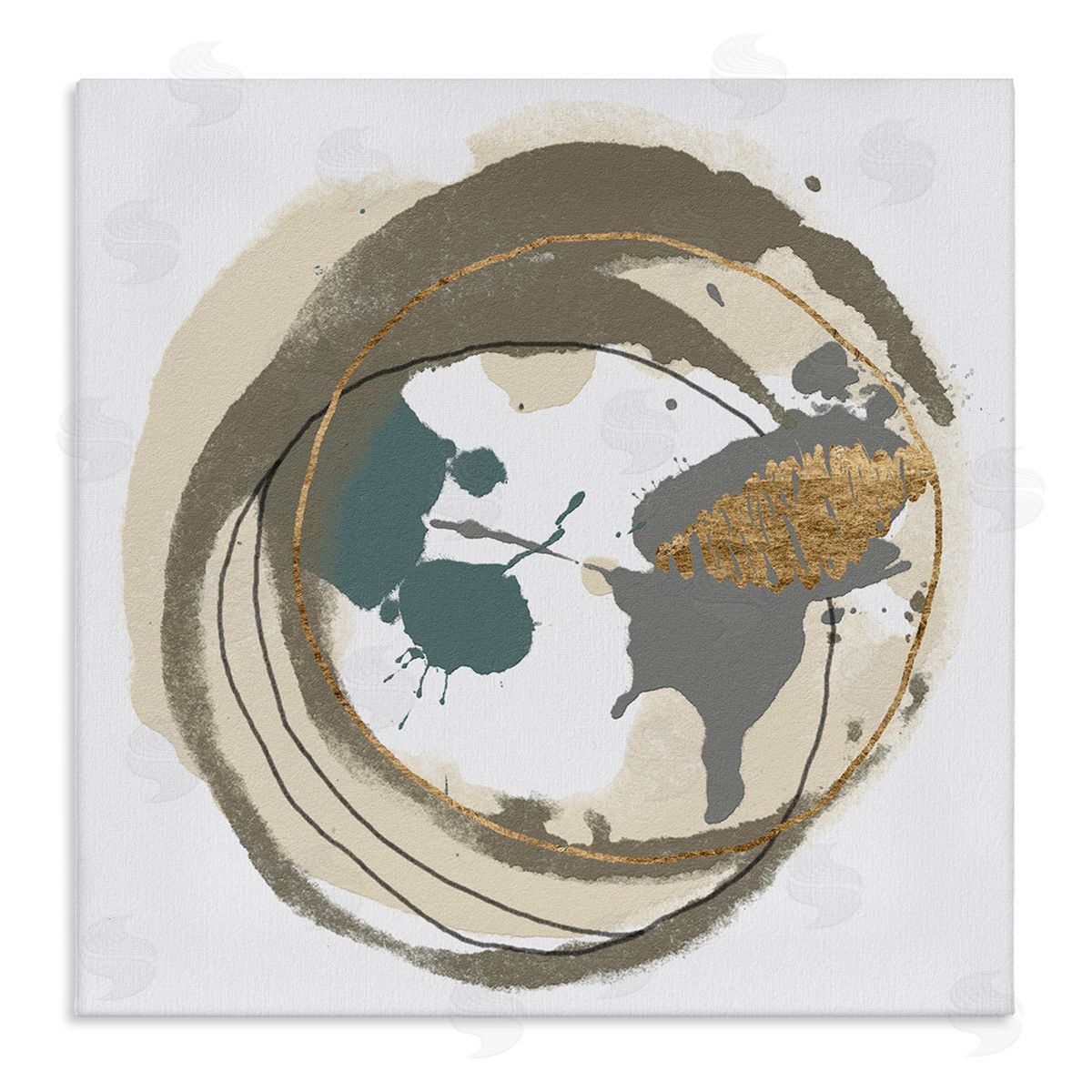 Alonzo Saunders Contemporary Circles Overlapping Abstract Stretched Canvas Wall Art Print