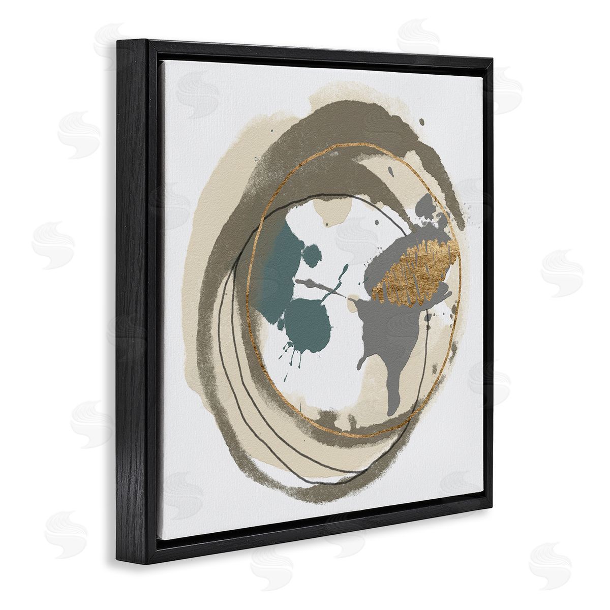 Alonzo Saunders Contemporary Circles Overlapping Abstract Black Floating Frame Canvas Wall Art Print