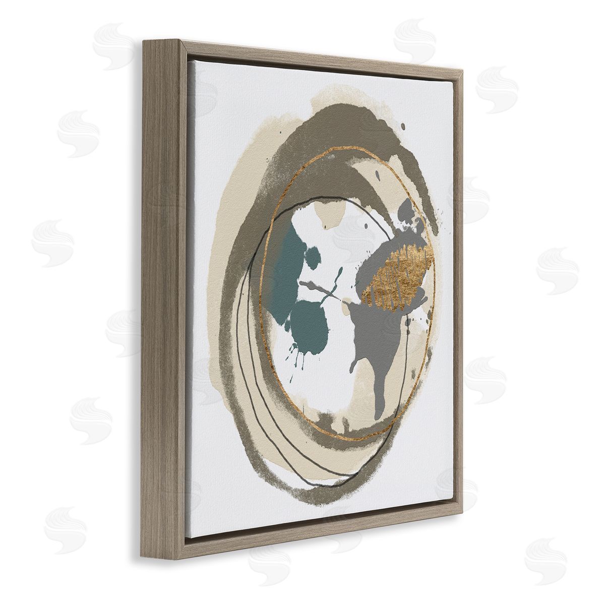 Alonzo Saunders Contemporary Circles Overlapping Abstract Brown Floating Frame Canvas Wall Art Print