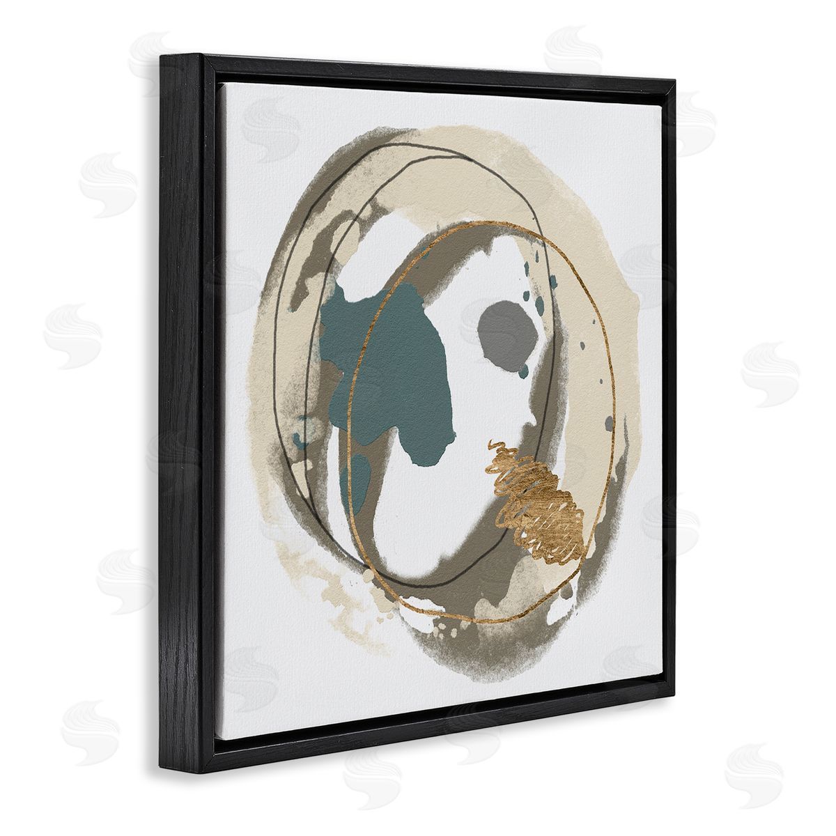 Alonzo Saunders Circular Inclusion Abstract Shapes Black Floating Frame Canvas Wall Art Print
