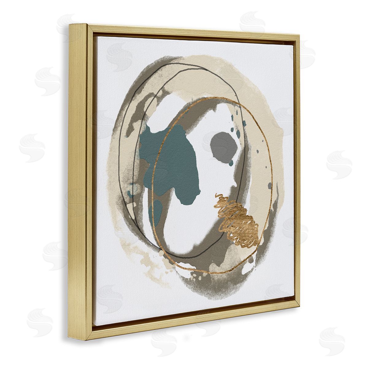 Alonzo Saunders Circular Inclusion Abstract Shapes Gold Floating Frame Canvas Wall Art Print