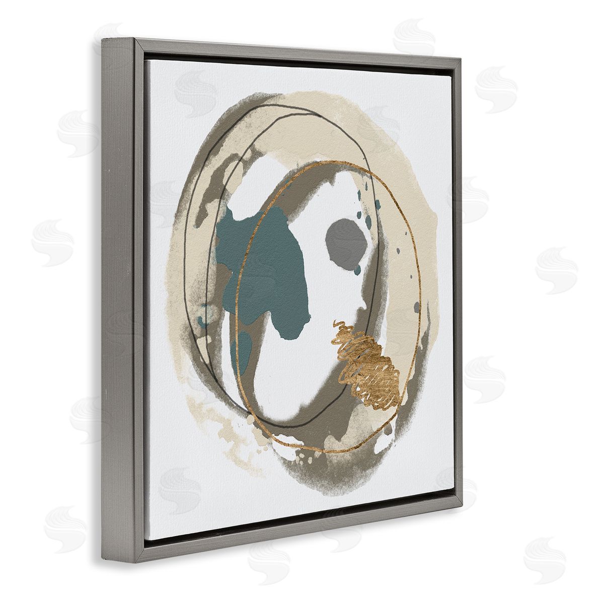 Alonzo Saunders Circular Inclusion Abstract Shapes Gray Floating Frame Canvas Wall Art Print