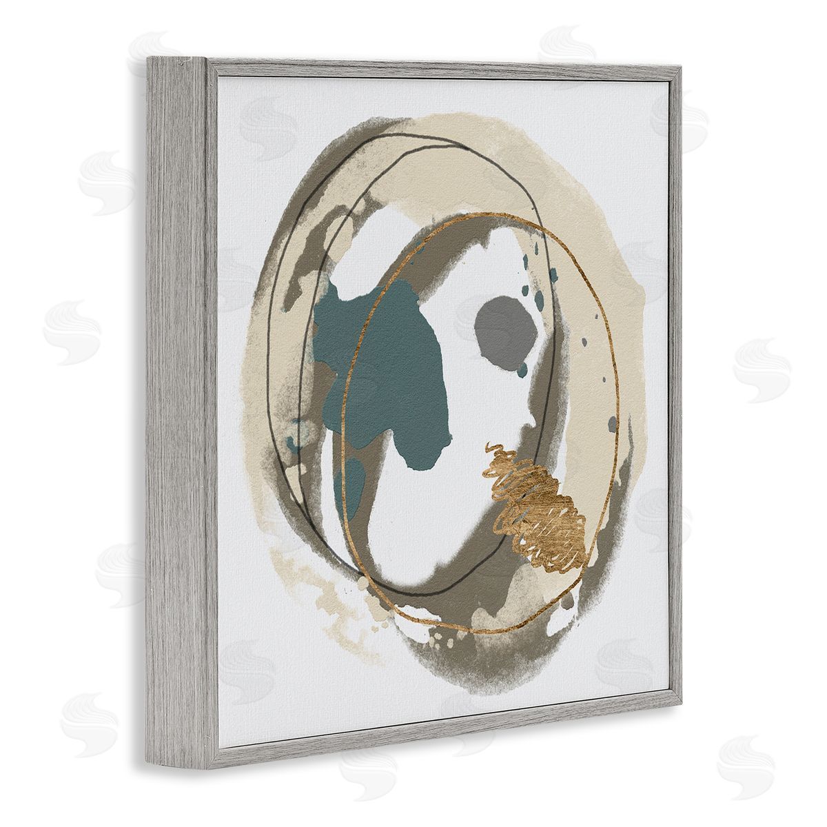 Alonzo Saunders Circular Inclusion Abstract Shapes Gray Framed Glicee Wall Art Print