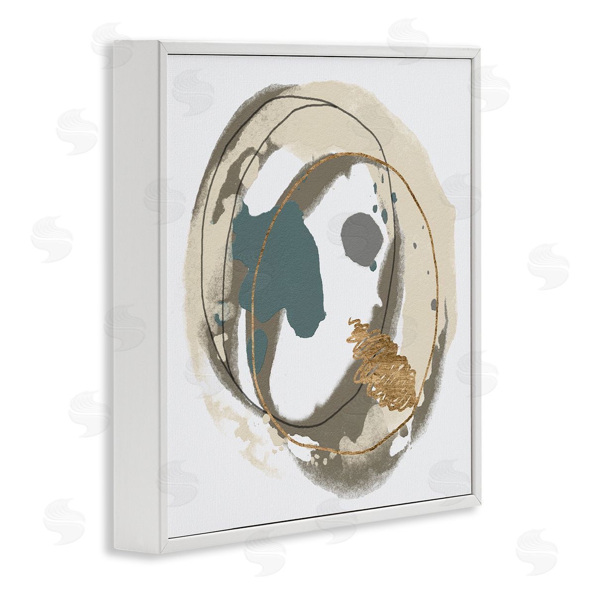 Alonzo Saunders Circular Inclusion Abstract Shapes White Framed Glicee Wall Art Print