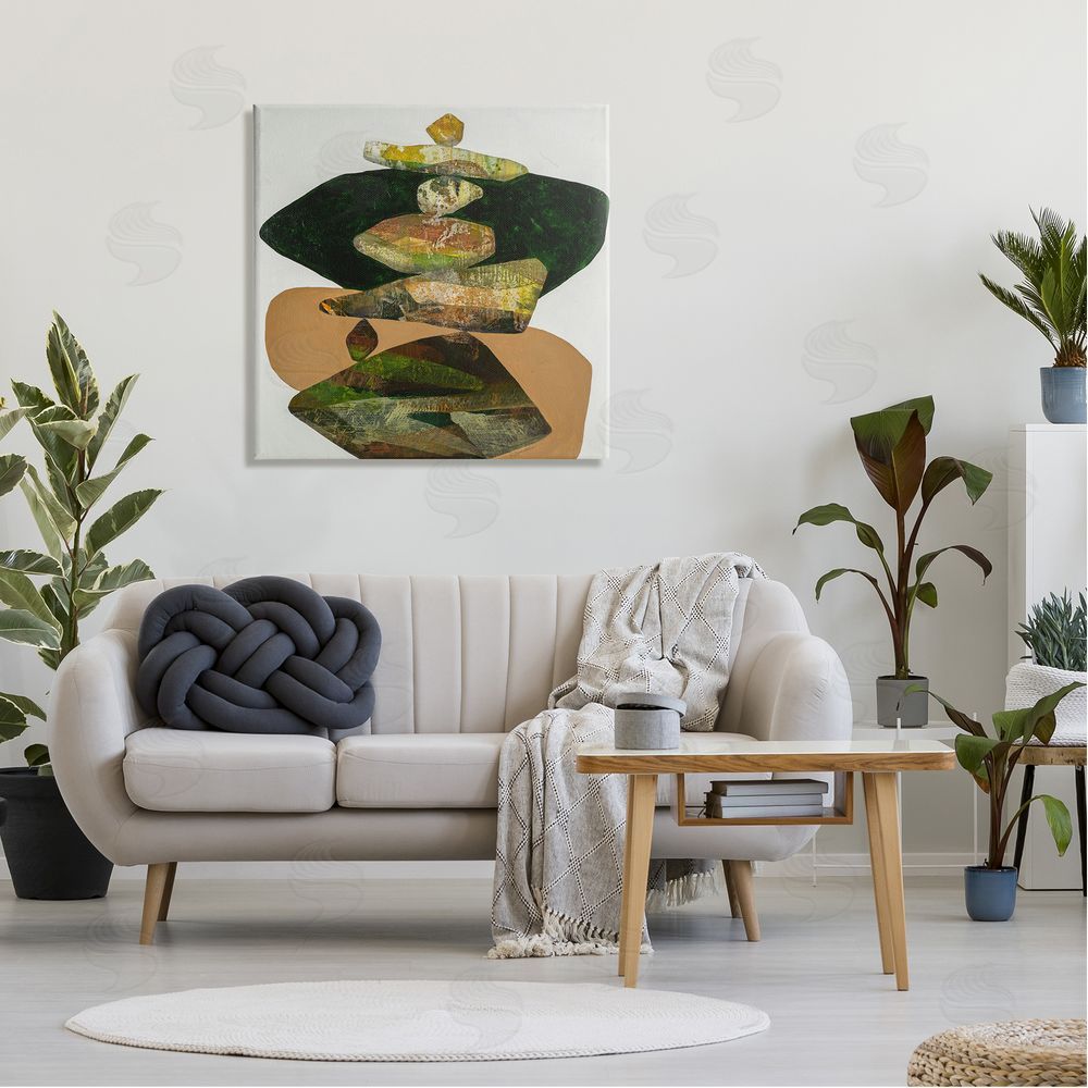 Ruth Fromstein Stacked Rocks Contemporary Nature Canvas Wall Art in Room