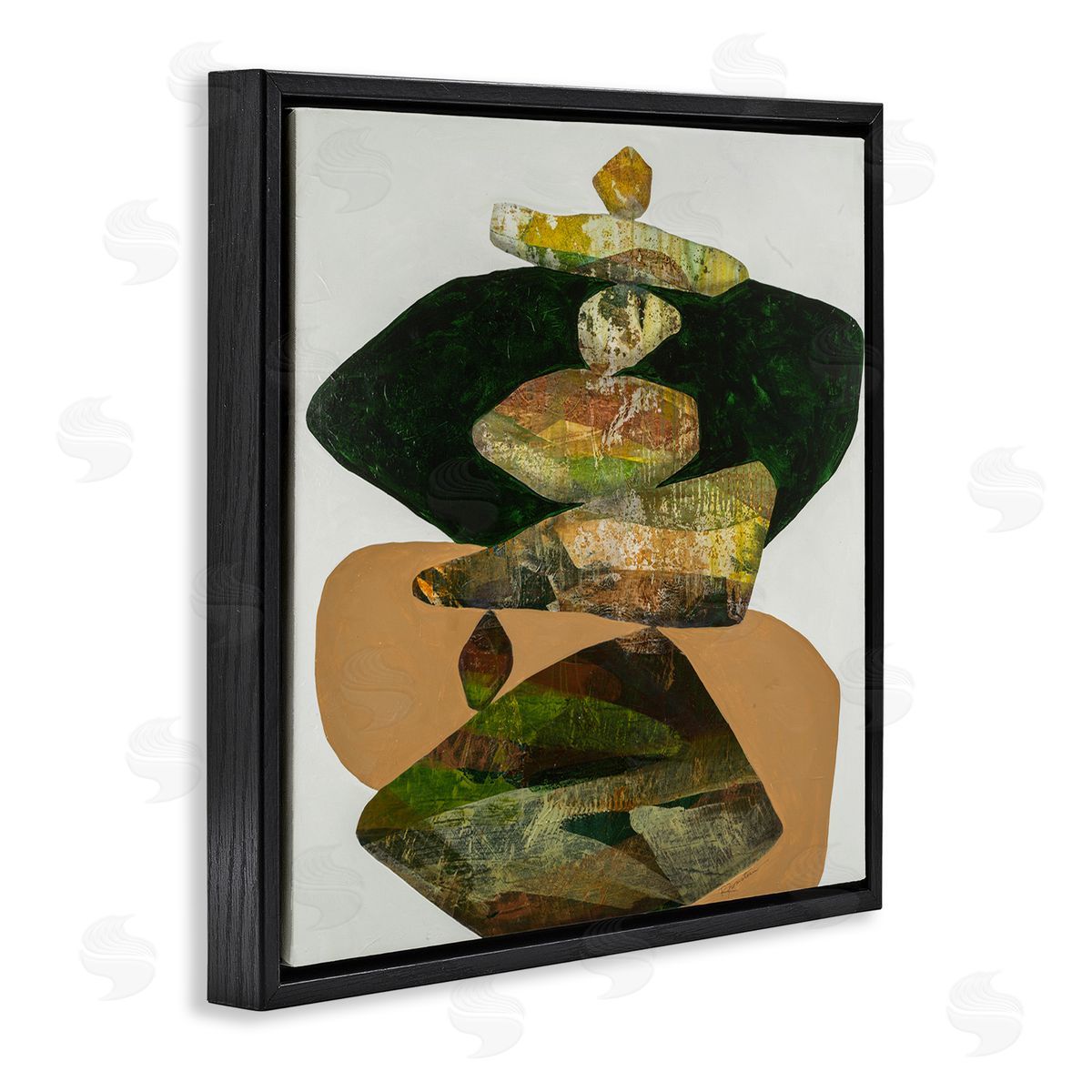 Ruth Fromstein Stacked Rocks Contemporary Nature Black Floating Frame Canvas Wall Art Print
