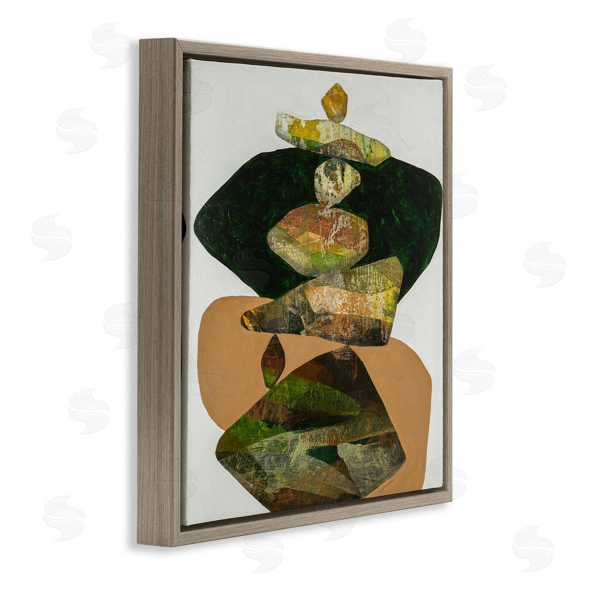 Ruth Fromstein Stacked Rocks Contemporary Nature Brown Floating Frame Canvas Wall Art Print