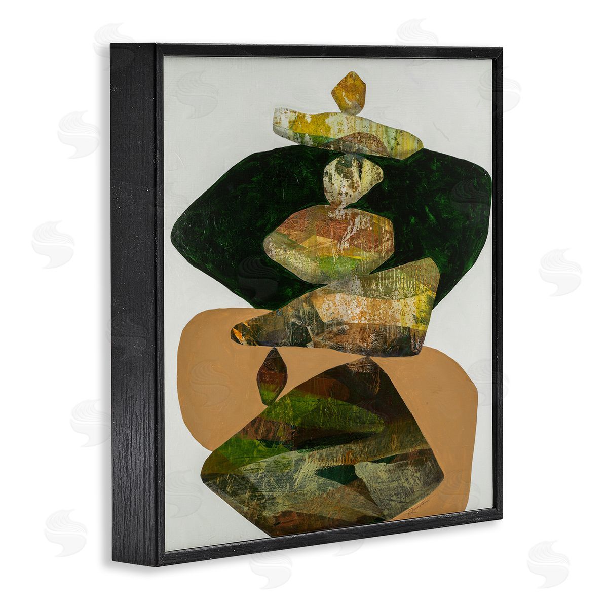 Ruth Fromstein Stacked Rocks Contemporary Nature Black Framed Glicee Wall Art Print