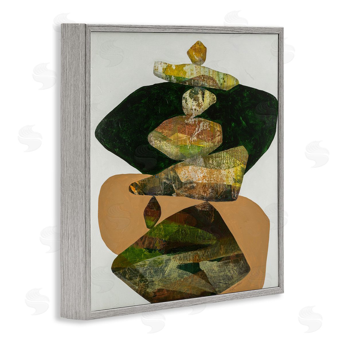 Ruth Fromstein Stacked Rocks Contemporary Nature Gray Framed Glicee Wall Art Print
