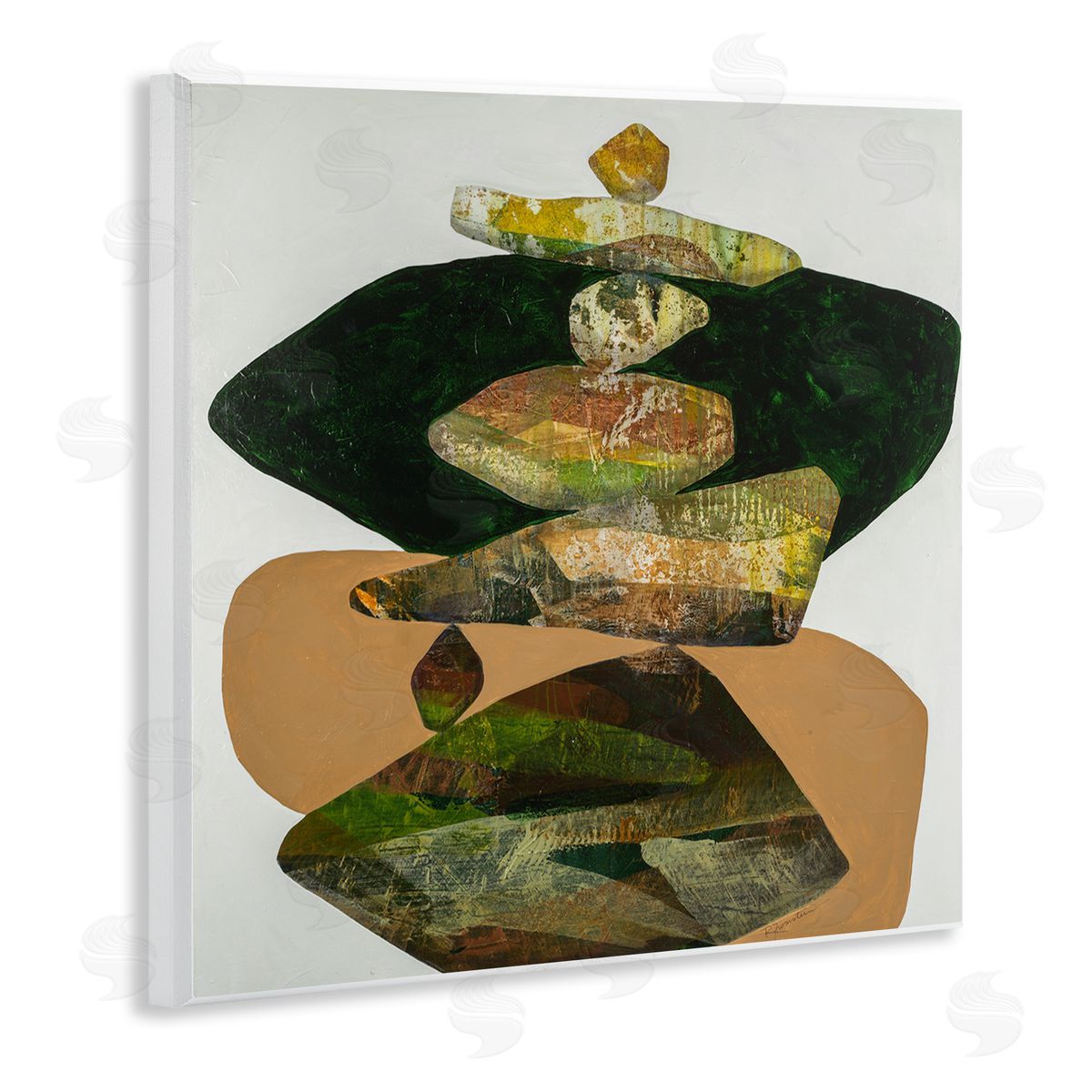 Ruth Fromstein Stacked Rocks Contemporary Nature Wooden Wall Plaque Art Print
