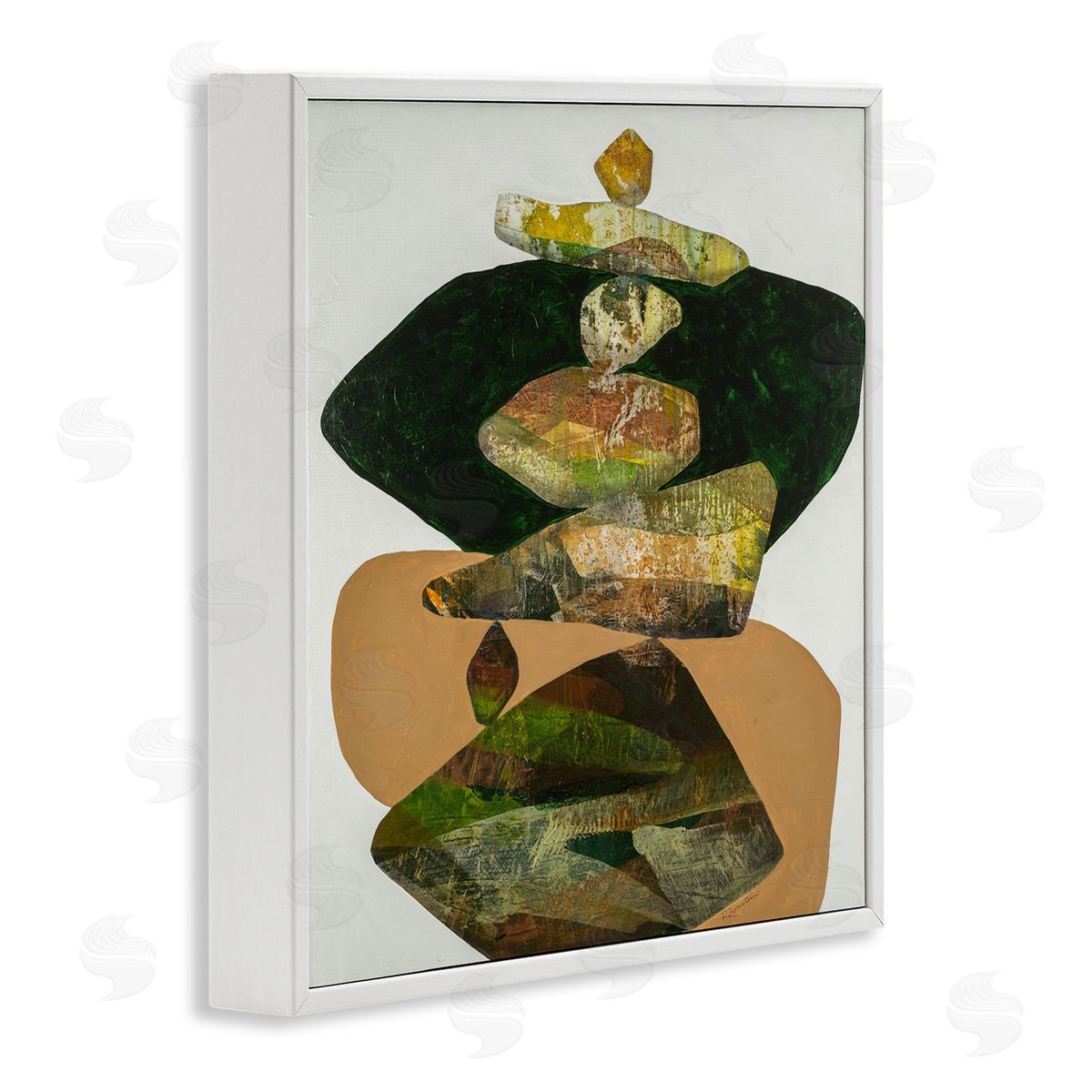 Ruth Fromstein Stacked Rocks Contemporary Nature White Framed Glicee Wall Art Print