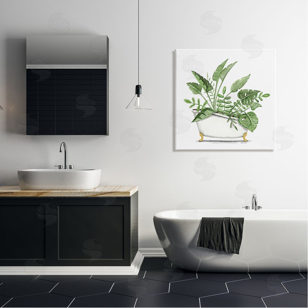 Rachel Nieman Tropical Monstera Plants Vintage Tub Canvas Wall Art in Room