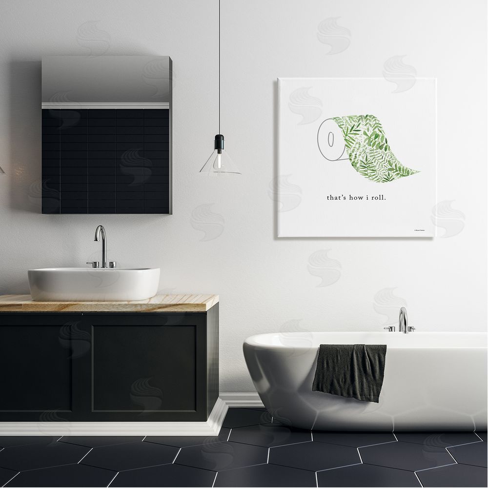 Rachel Nieman That's How I Roll Botanical Toilet Paper Canvas Wall Art in Room