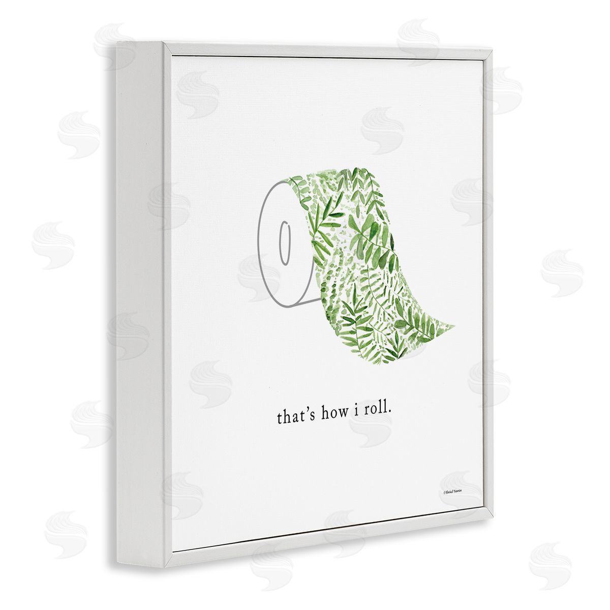 Rachel Nieman That's How I Roll Botanical Toilet Paper White Framed Glicee Wall Art Print