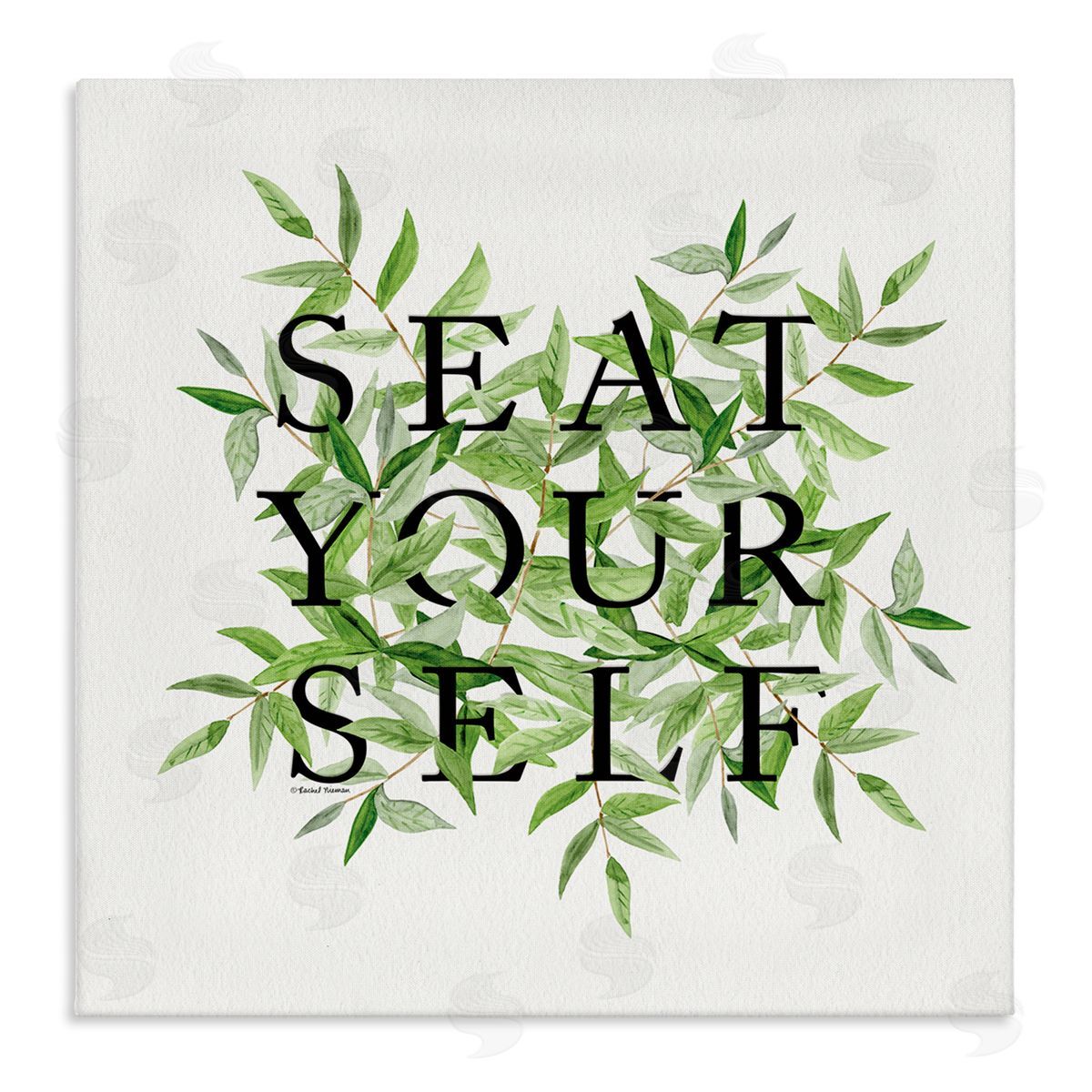 Rachel Nieman Seat Yourself Botanical Leaf Bathroom Stretched Canvas Wall Art Print
