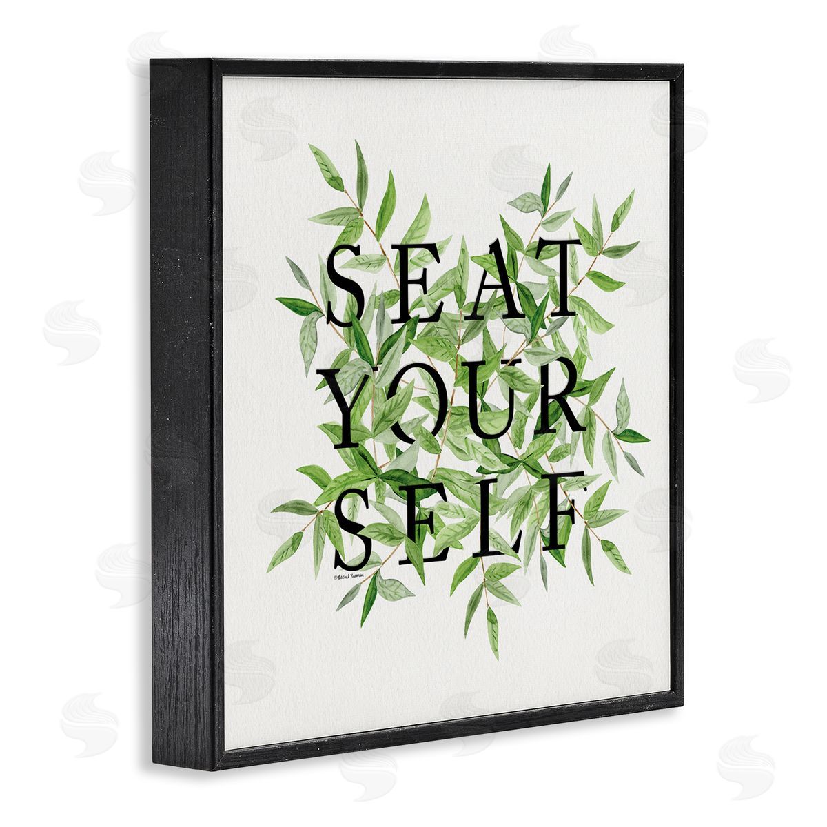 Rachel Nieman Seat Yourself Botanical Leaf Bathroom Black Framed Glicee Wall Art Print
