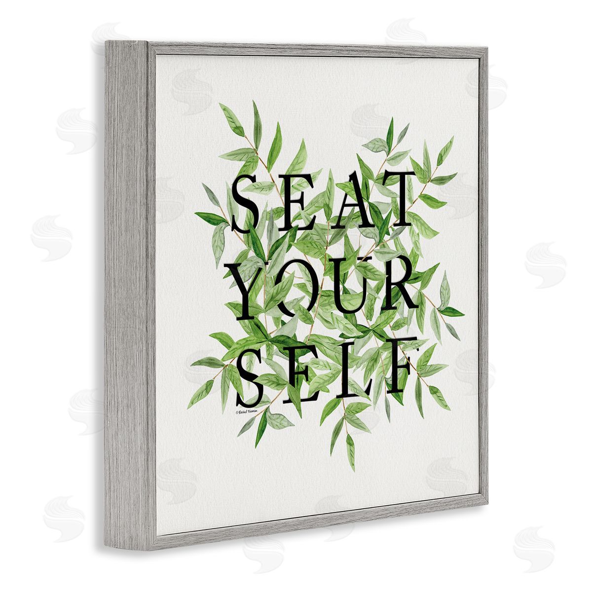Rachel Nieman Seat Yourself Botanical Leaf Bathroom Gray Framed Glicee Wall Art Print