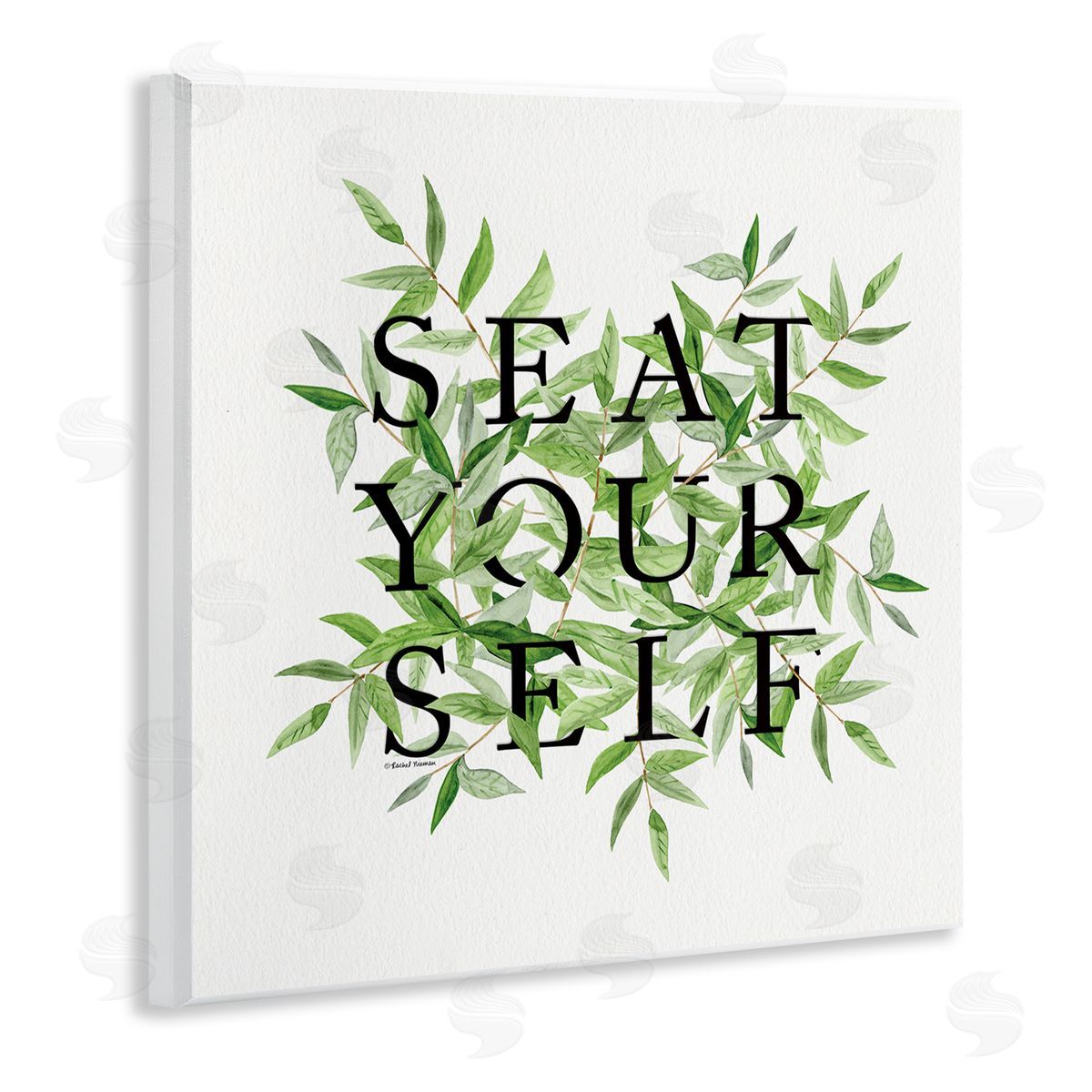 Rachel Nieman Seat Yourself Botanical Leaf Bathroom Wooden Wall Plaque Art Print