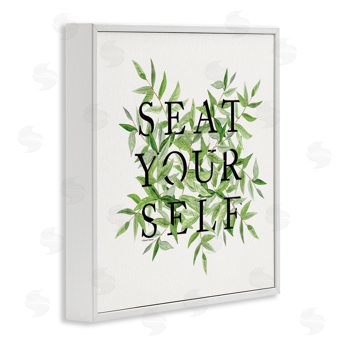Rachel Nieman Seat Yourself Botanical Leaf Bathroom White Framed Glicee Wall Art Print
